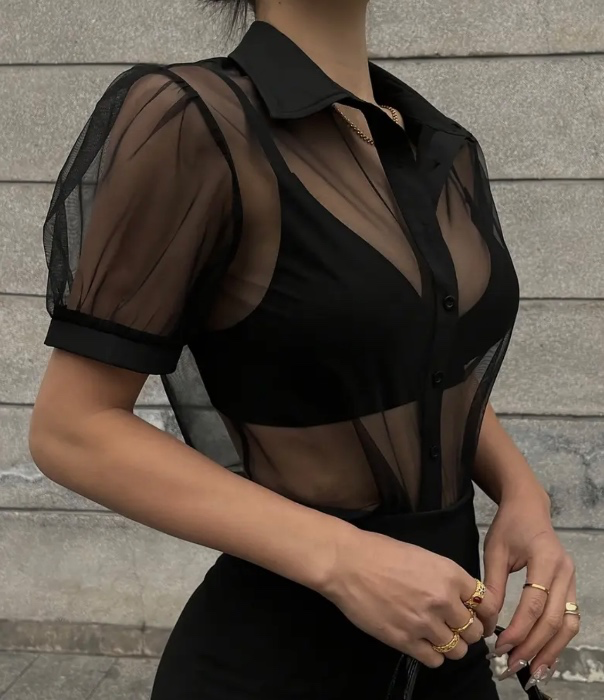 Mesh Shortsleeved Button Up 