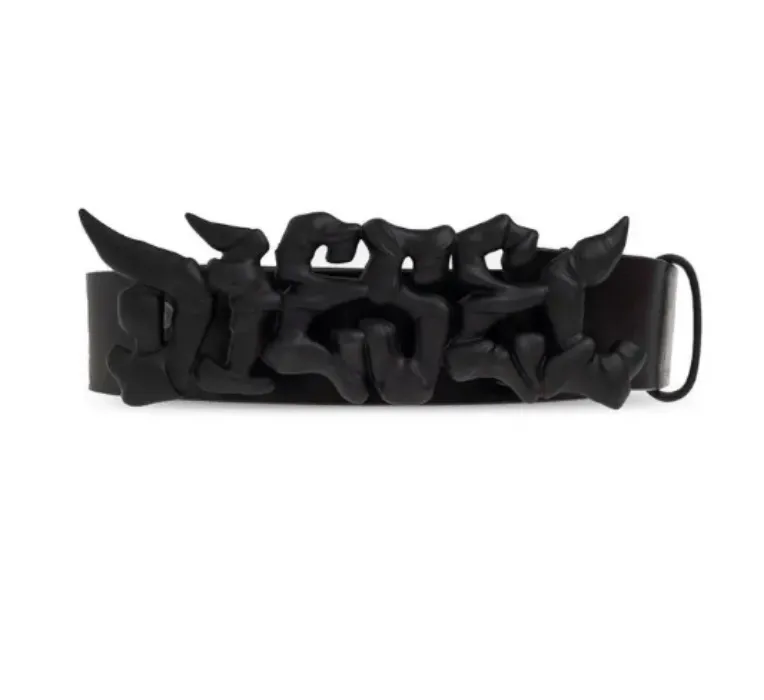 diesel graffiti buckle leather belt