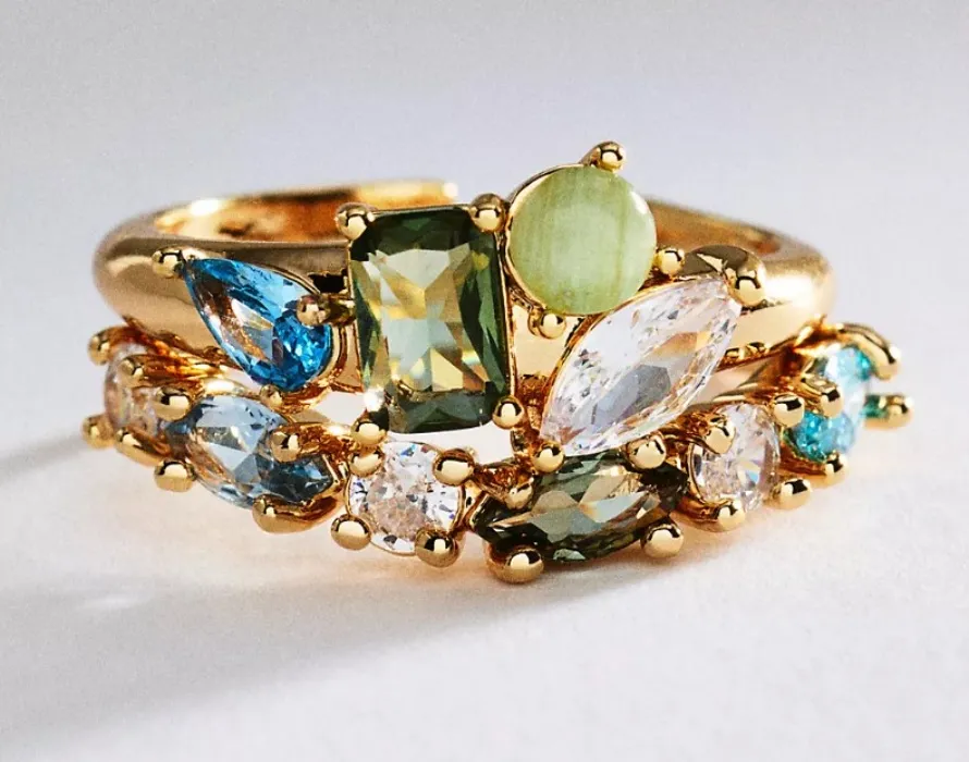 Crystal Cluster Rings, Set of 2