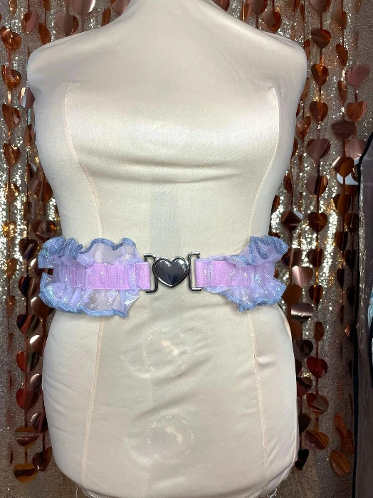 Sparkly Ruffle Elastic Belt, Heart Clasp, Yume Kawaii Fashion - Etsy