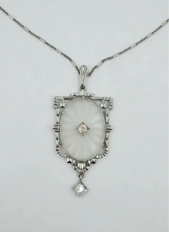 White Gold & Diamond Deco Necklace
