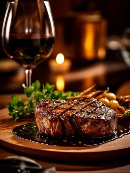 Steak and wine 
