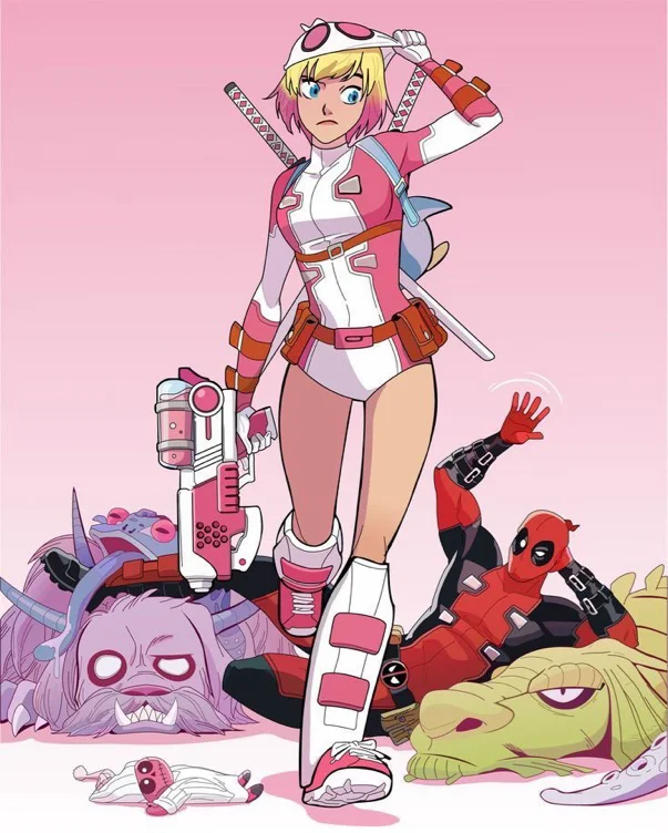 Superhero Cosplay Bodysuit Costume Spandex Lycra Suit with Belt Set Inspired by GwenPool Gwendolyn Gwen Poole Make to Order
