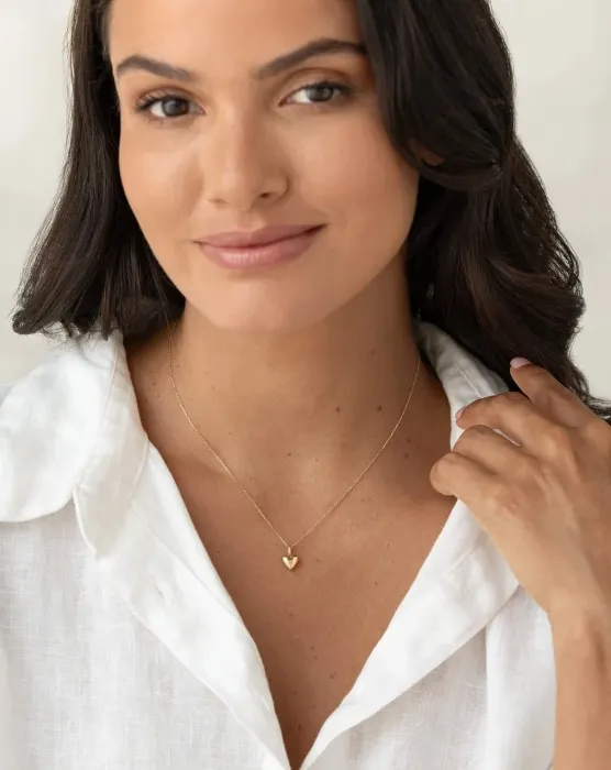 Puffy Heart Necklace 14k Gold