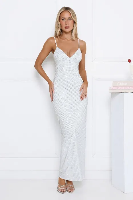 LUXE Diamond Diaries Maxi Dress White