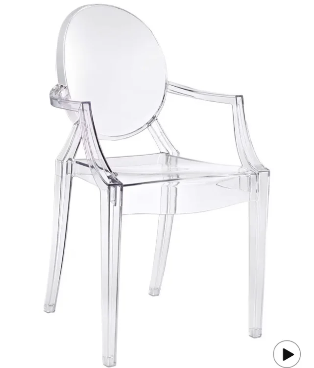 Modway Casper Modern Acrylic Stacking Kitchen and Dining Room Arm Chair in Black - Fully Assembled - Black