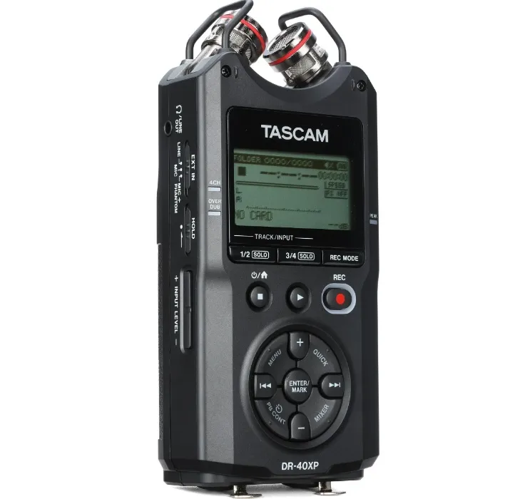 TASCAM DR-40X 4-Channel / 4-Track Portable Audio Recorder & USB Interface + Mic