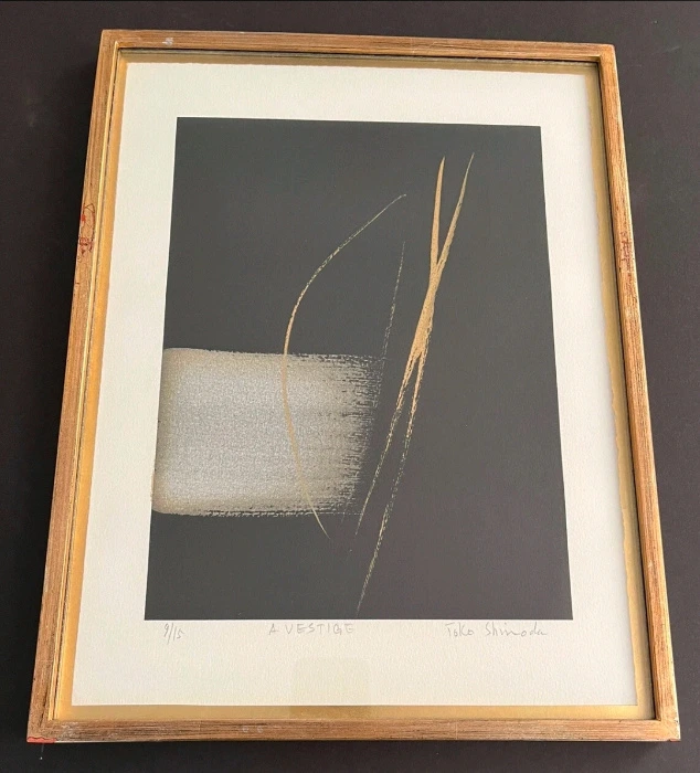 TOKO SHINODA Japanese Lithograph -A VESTIGE- with hand added gold brush strokes