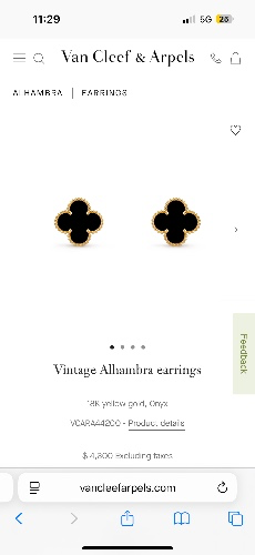 Vintage Alhambra earrings 18K yellow gold, Onyx - Van Cleef & Arpels