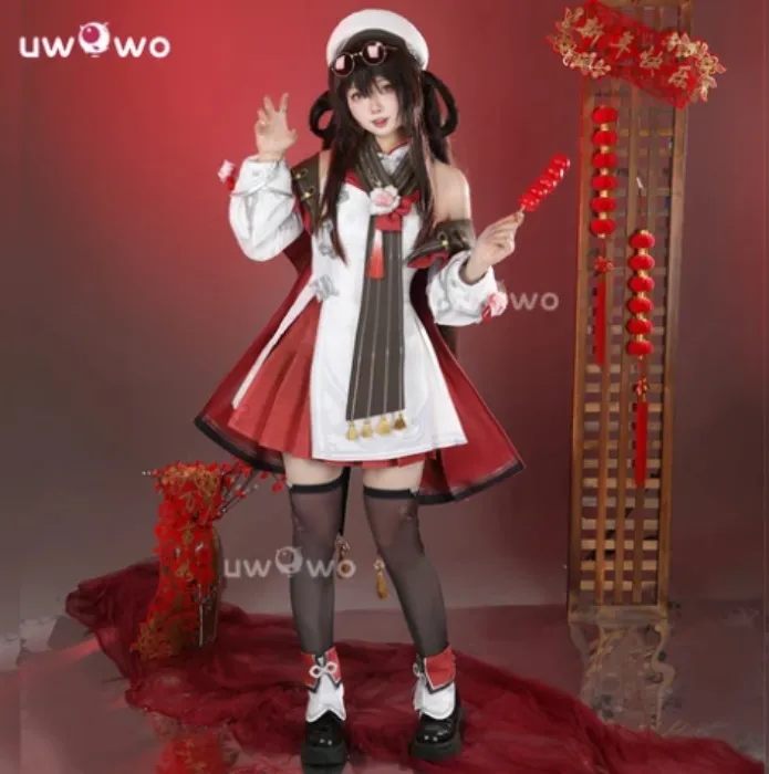 Uwowo Collab Series: Genshin Impact Hutao Cherries Snow Laden outfit Cosplay Costume - 【Pre-sale】M