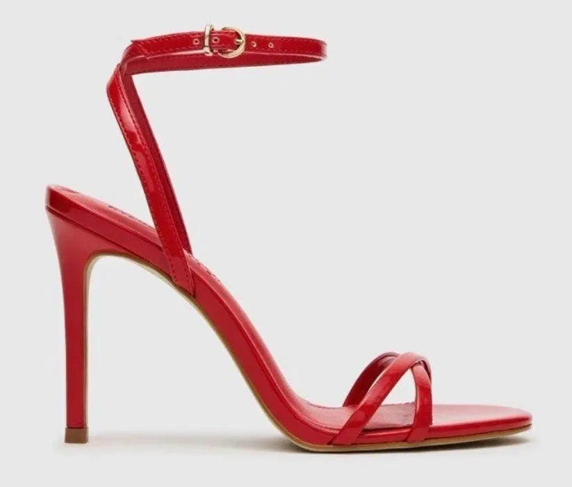 Steve Madden Red Patent Leather Strappy Ankle Strap Stiletto Heels