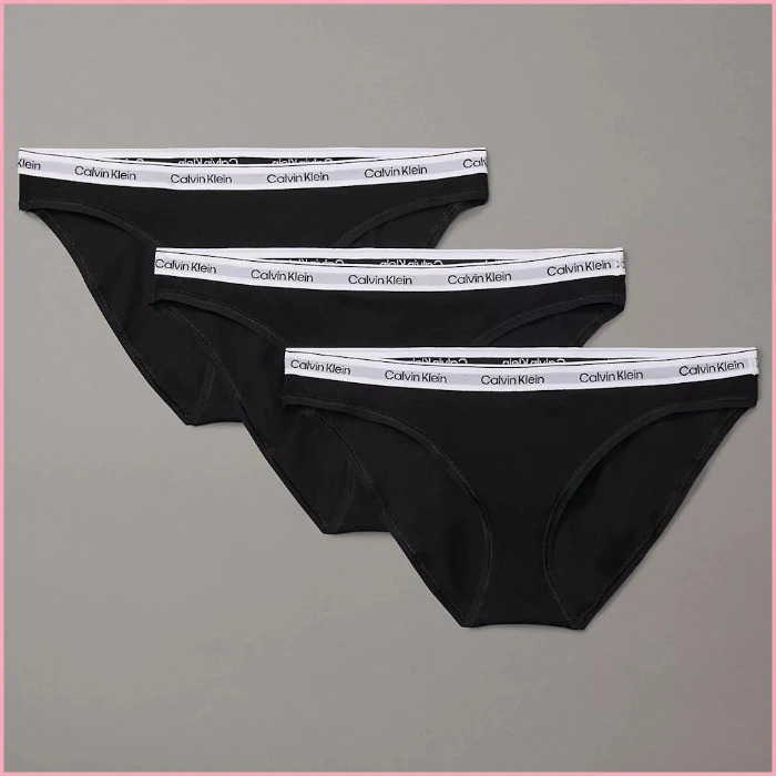 Black 3-Pack Calvin Klein Modern Logo Bikini
