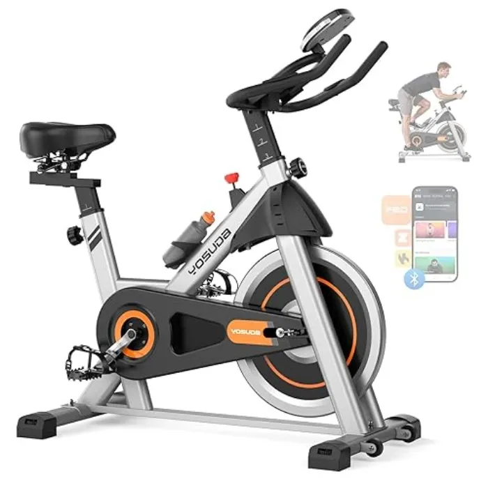 Exercise Bike, Brake Pad Stationary Bike for Home with Exclusive App, Magnetic Indoor Cycling Bike