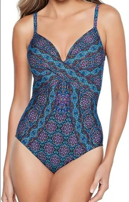 Miraclesuit Women's Swimwear Rock Solid Captivate Tummy Control Underwire Cross Back One Piece Swimsuit