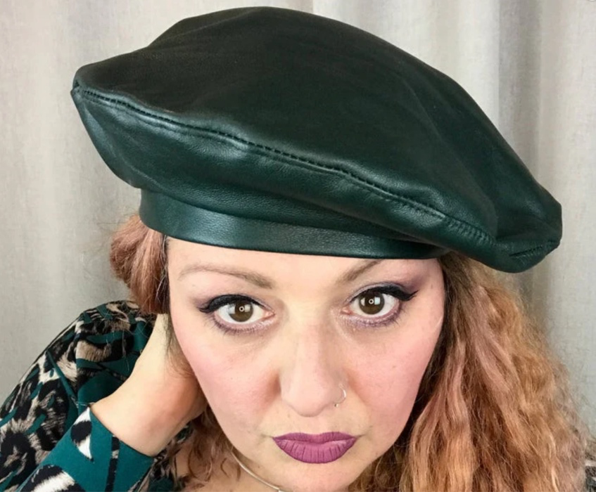 YES MZ PARISIAN LEATHER BERET - Forest Green