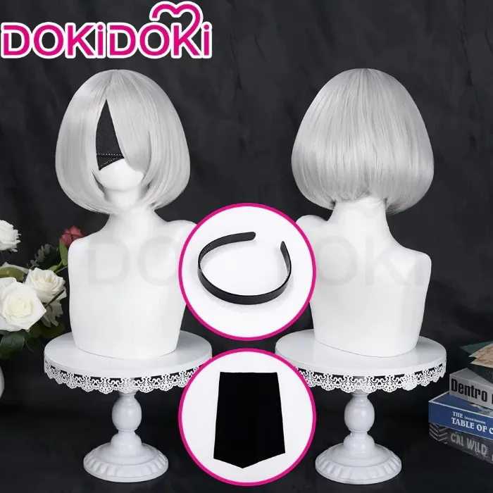 【Ready For Ship】DokiDoki Cosplay Game Cosplay Wig Women Short White Heat Resistant Hair / Eyeshade / Hairband | Eyeshade Only-In Stock