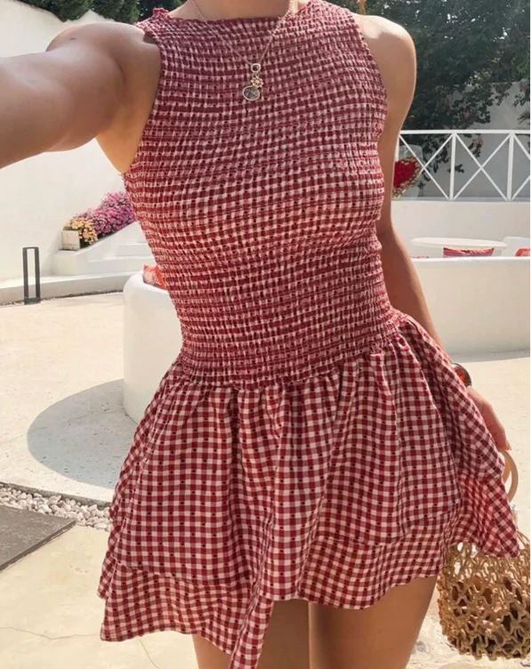 Red Gingham Mini Dress