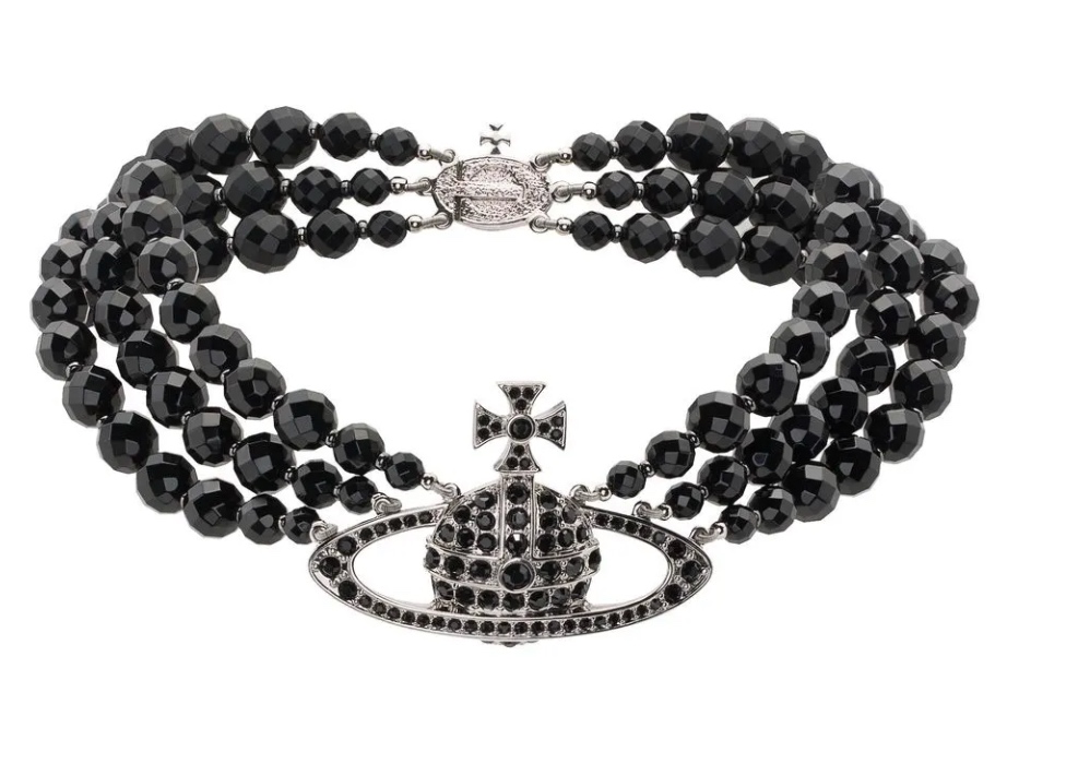 Vivienne Westwood Messaline Orb three-row chocker