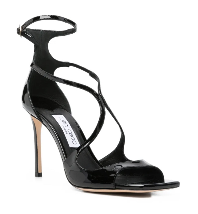Jimmy Choo Azia 95 black patent leather sandals
