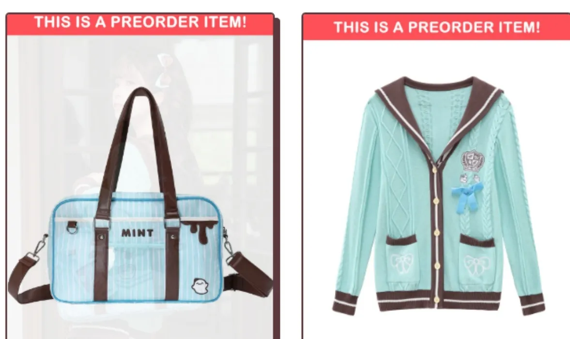 mint school bag and cardigan