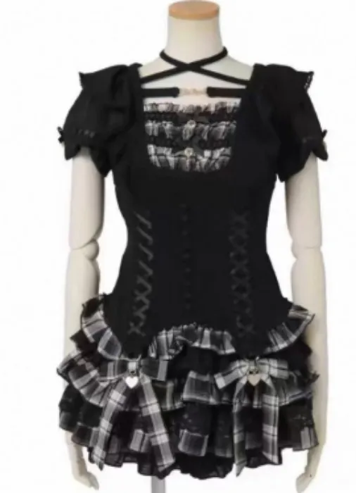LIZ LISA Checkered Mini Skirt & Top Set