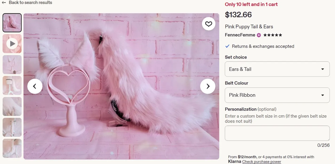 ⧽・DOKI COSPLAY・Pink Puppy Tail & Ears by FennecFemme on etsy