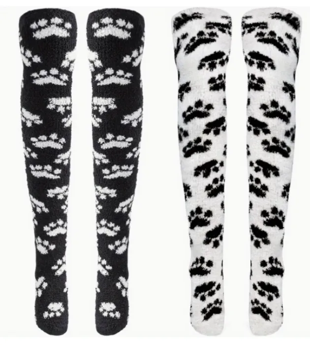 Warm paw socks 2 pairs black and white