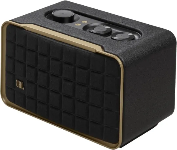 JBL Authentics 200, Smart Home Speaker with WiFi, Bluetooth and Voice Assistant, Retro Style, Black