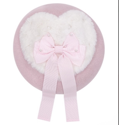 Fuwa Fuwa Heart Beret - Pink [252KH09-110600-pk] - $140.00 : Angelic Pretty USA