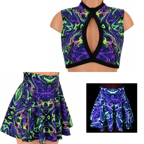 UV Glow Cutout Top and Skirt