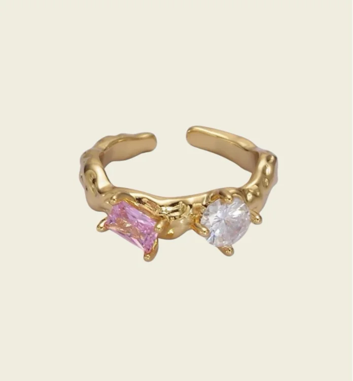 Rose Quartz & Crystal Ring — Androhmeda