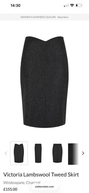 Victoria Lambswool Tweed Skirt Size 8