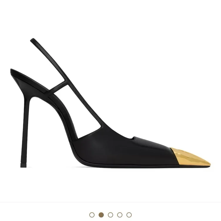 SAINT LAURENT Black Leather Jeanne Slingback Pumps 110