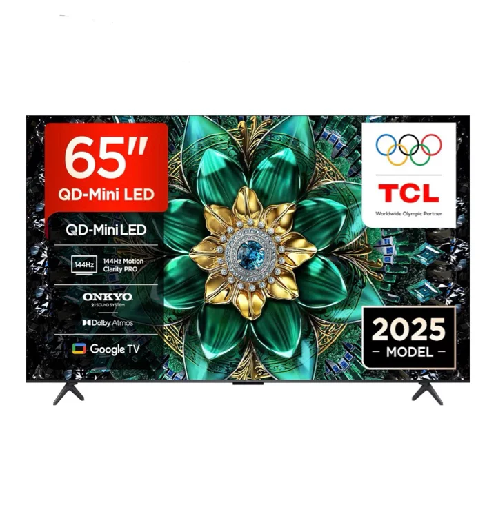 TCL 65Q6C-UK QD-Mini LED TV, 4K HDR Premium 1000nits, Smart TV Powered by Google TV (Dolby Vision IQ & Atmos, Onkyo 2.1 Sound System, 144Hz Motion Clarity Pro, 2025 Model) - Onkyo QD-Miniled - Q6C-UK - 65 Inch