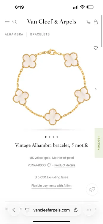 Van Cleef Vintage Alhambra bracelet, 5 motifs