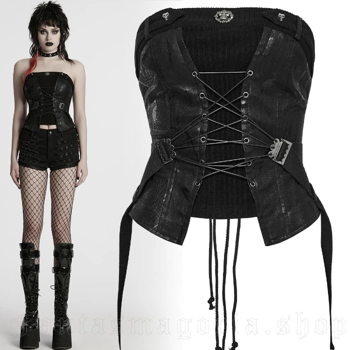Rebel Doll Black Tube Top - Punk Rave