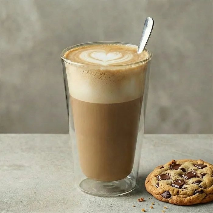 Caffè latte and chocolate cookie