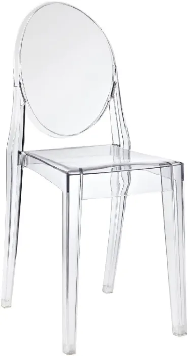 Nicer Furniture Ghost Side Chair Without Arms Modern Victoria Dining Chair Polycarbonate Plastic in Clear Transparent Crystal - Clear - 1