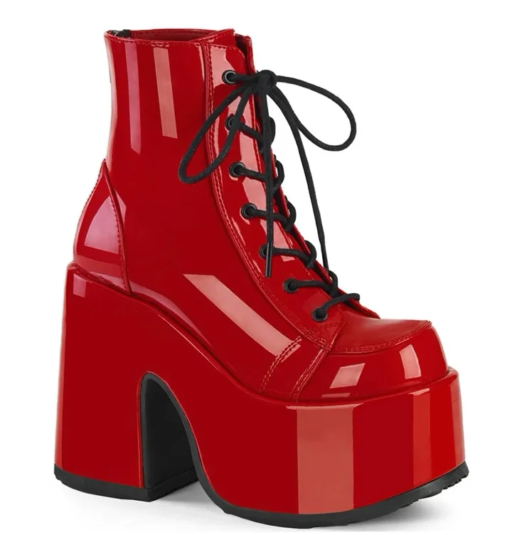 Shoe Freaks Patent Red Leather Boots 