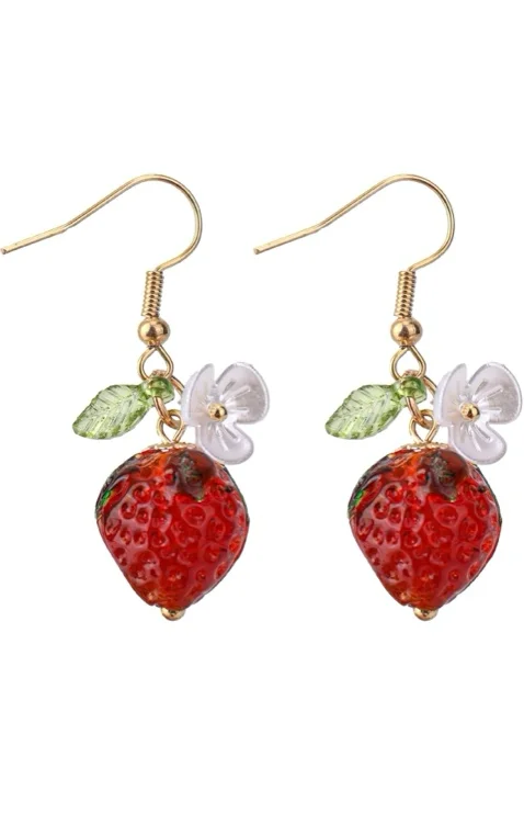 Glass Strawberry Earrings 