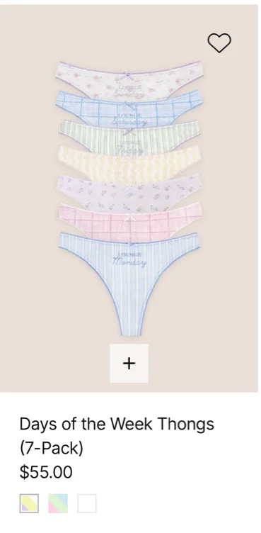 LOUNGE - 7 days of the week thongs. 