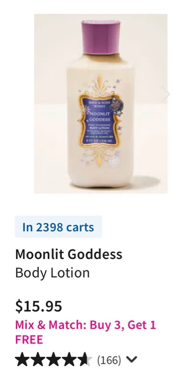 Bath & Body Works Lotion Moonlit Goddess