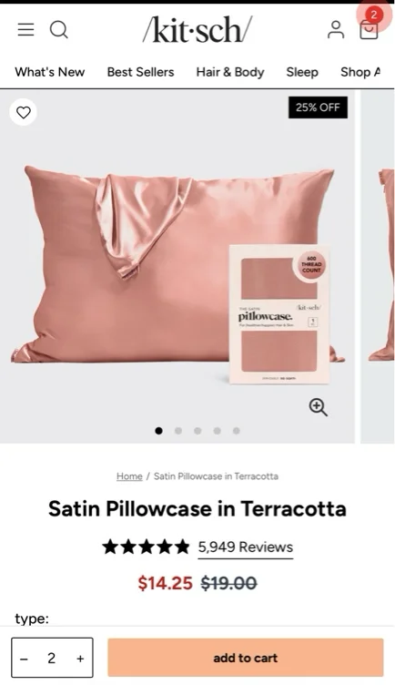 Kitsch Satin Pillowcase in Terracotta