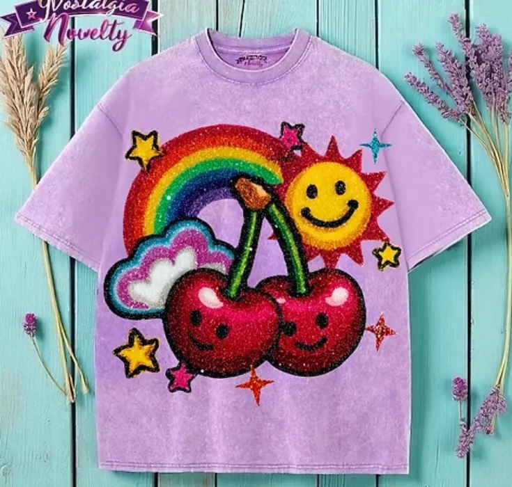 Cherry Rainbow Smiley Graphic Tee