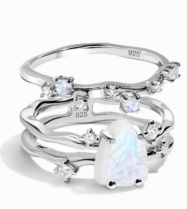 Moonstone Flow & Stardust Rings