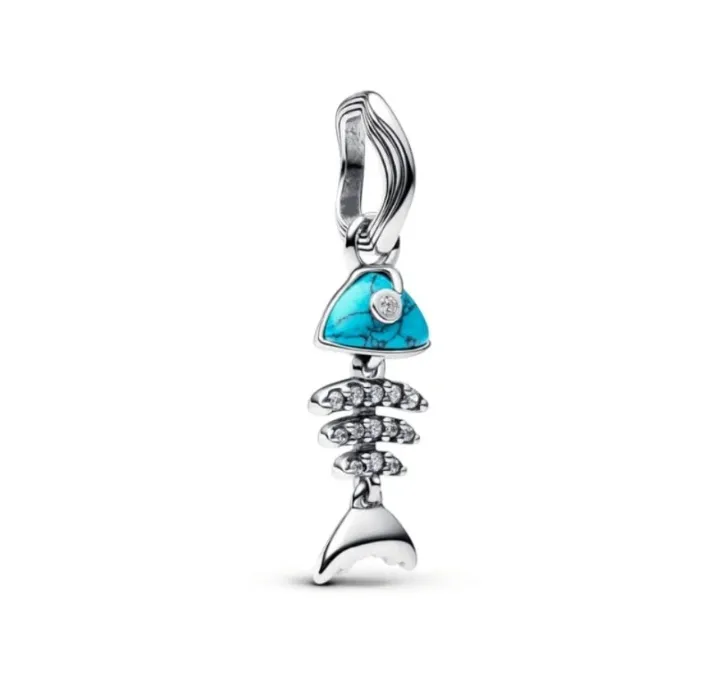 Fishbone Turquoise Pandora Bracelet Charm 