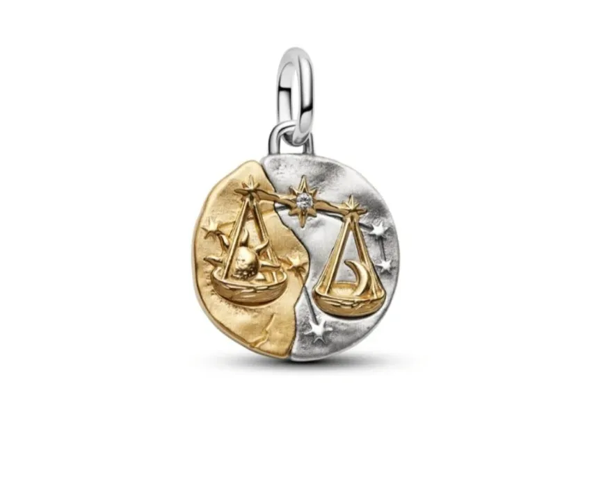 Libra Two Toned Pandora Bracelet Charm 