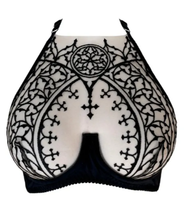 Italian Gothic Couture Embroidery Bra Open Cups