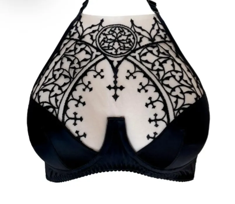 Italian Gothic Couture Embroidery Bra Closed Cups