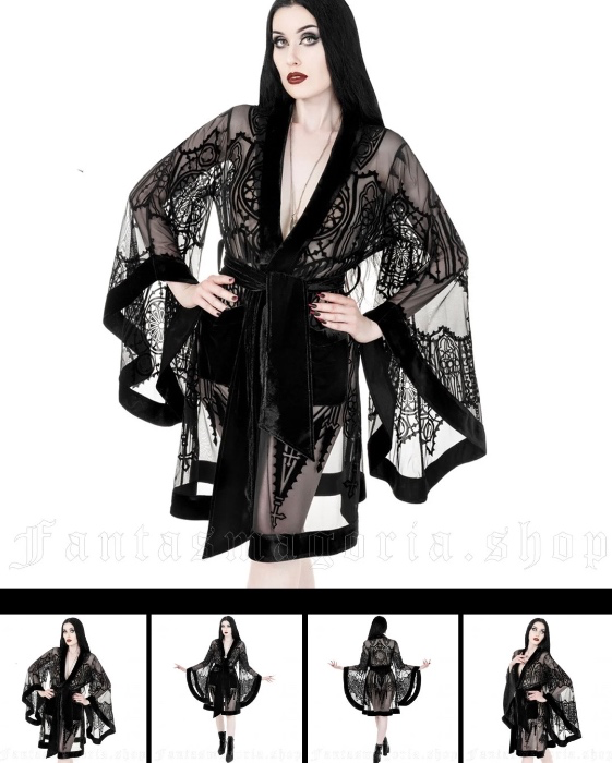 Cathedralis Sheer Flock Print Robe - Restyle